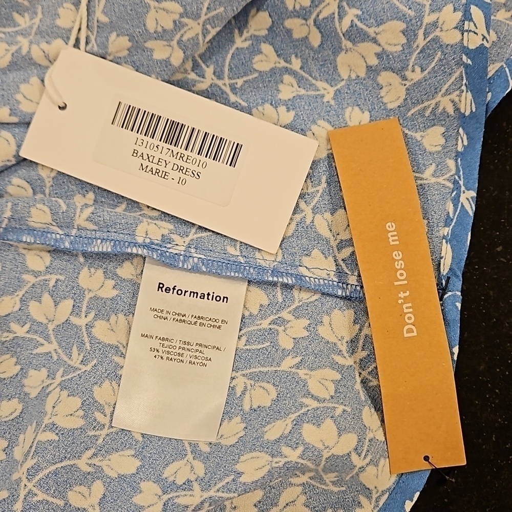 💕REFORMATION💕 Baxley Dress ~ Marie Blue Floral Print 10 NWT - Picture 13 of 14